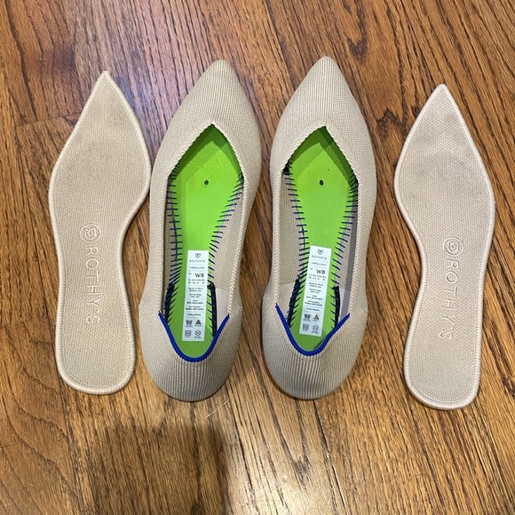 ROTHY’S The Point Ecru Cream Tan Flats Size 8 (fits 7.5) - Picture 6 of 8